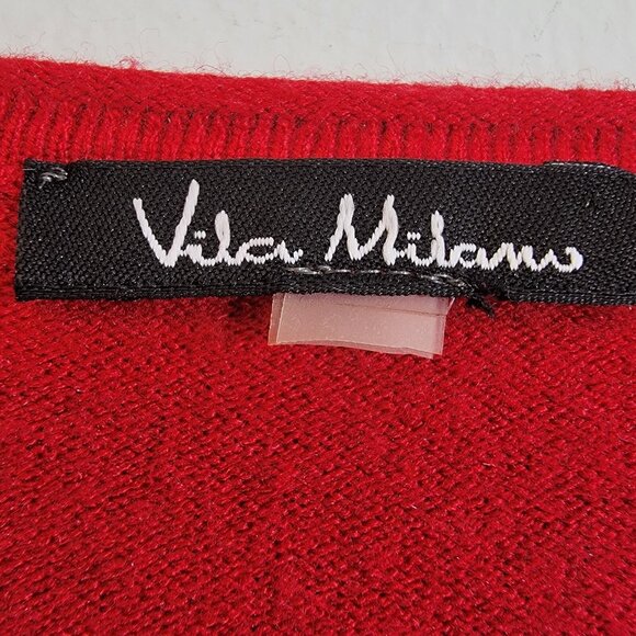 Vila Milano Sweater Ribbed Red Classic Career Rpund NeckWomens Medium EUC - Picture 4 of 8